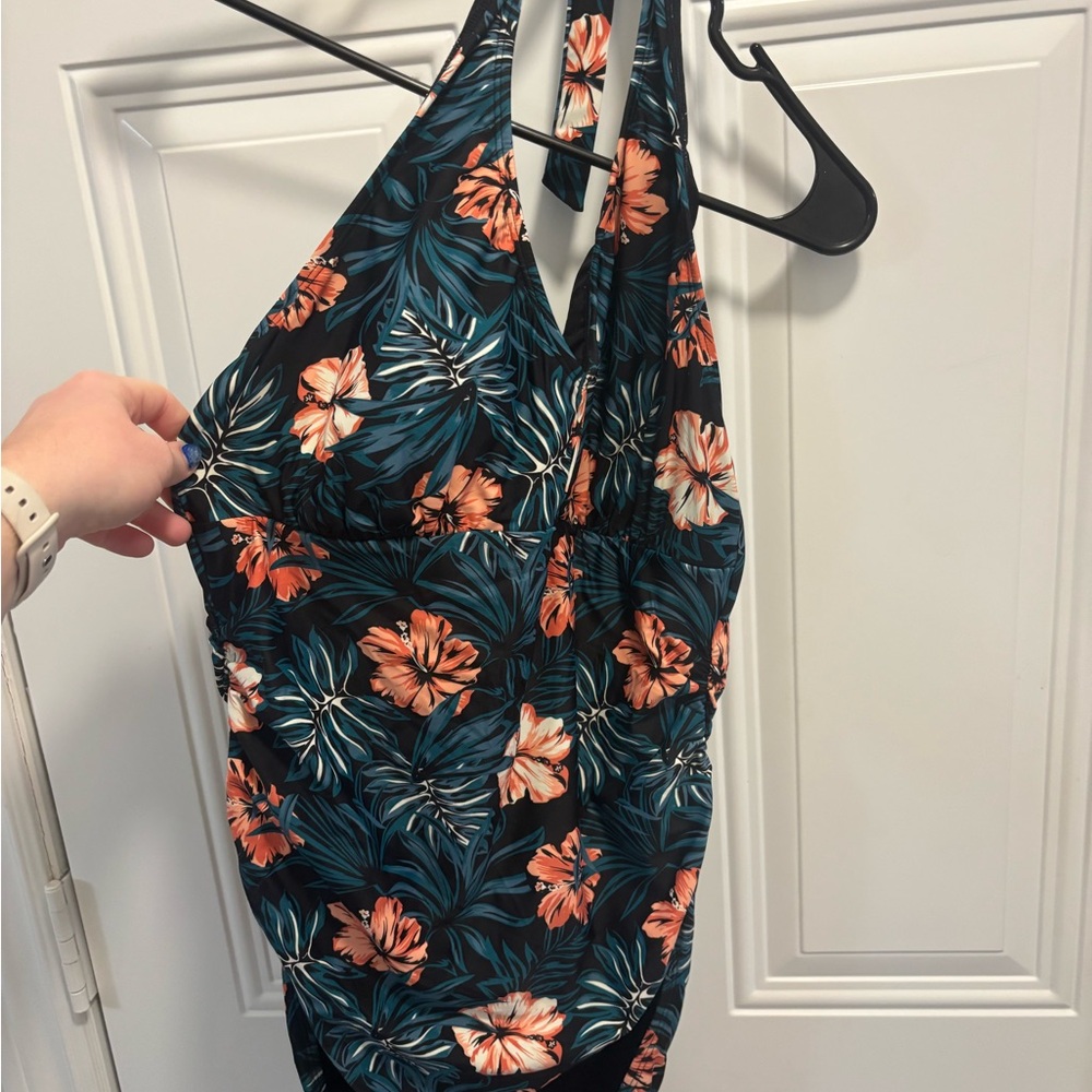 Lole Floral One Piece Swimsuit - Black and Orange